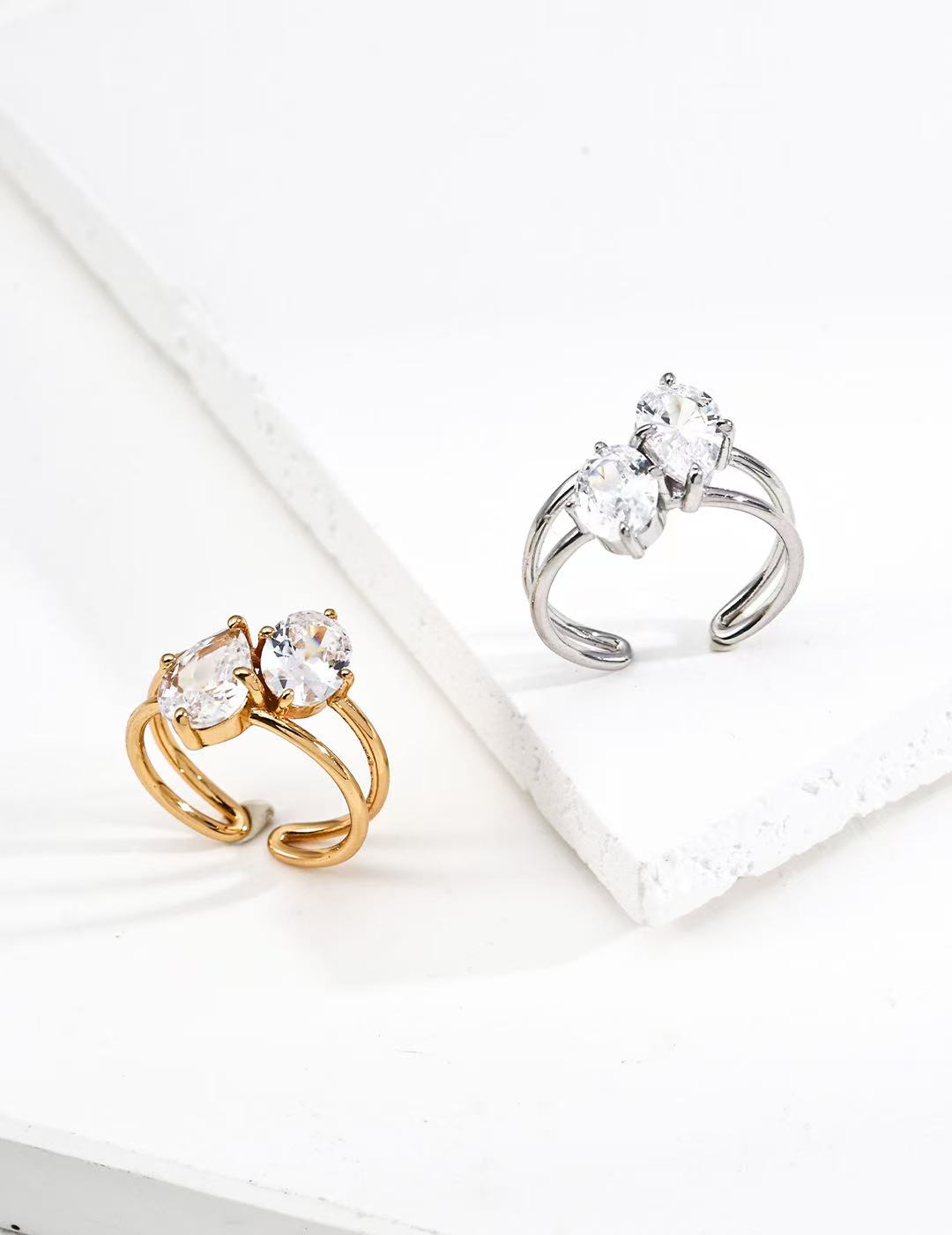 S925 silver minimalist zircon ring