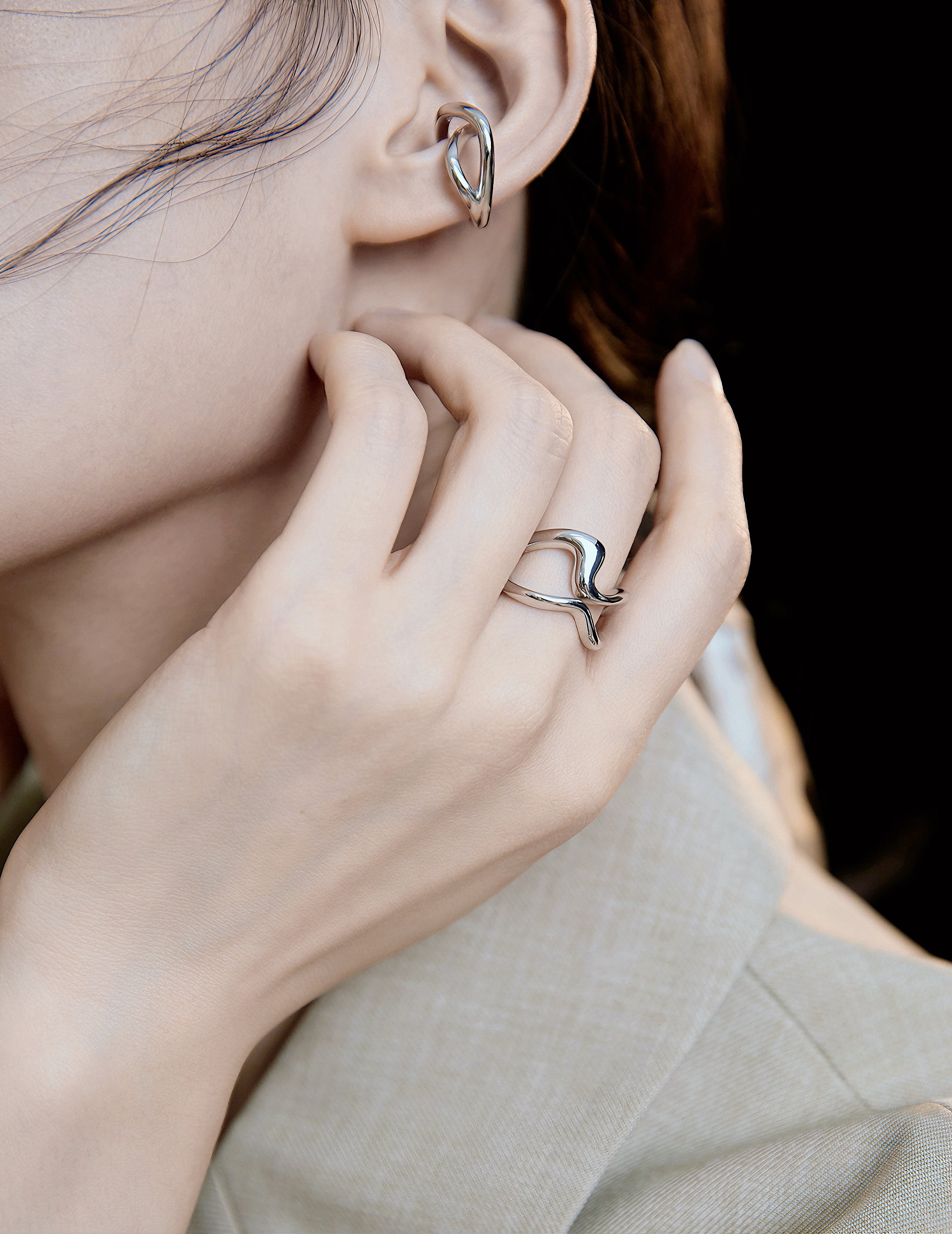 Sterling silver geometric ring