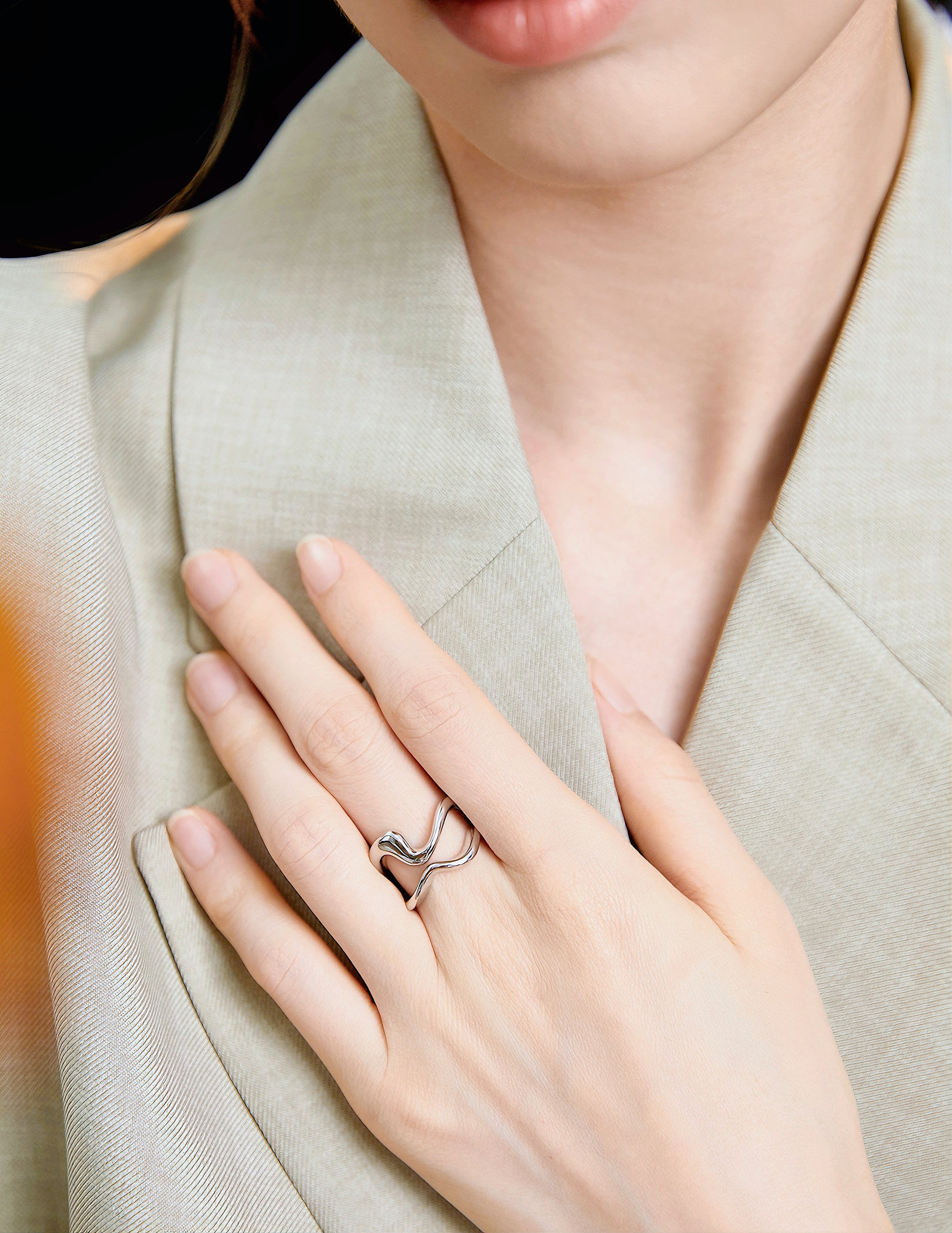 Sterling silver geometric ring