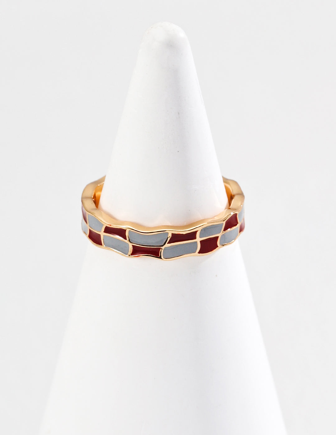 S925 silver ring with a sense of design and red-blue enamel dripping