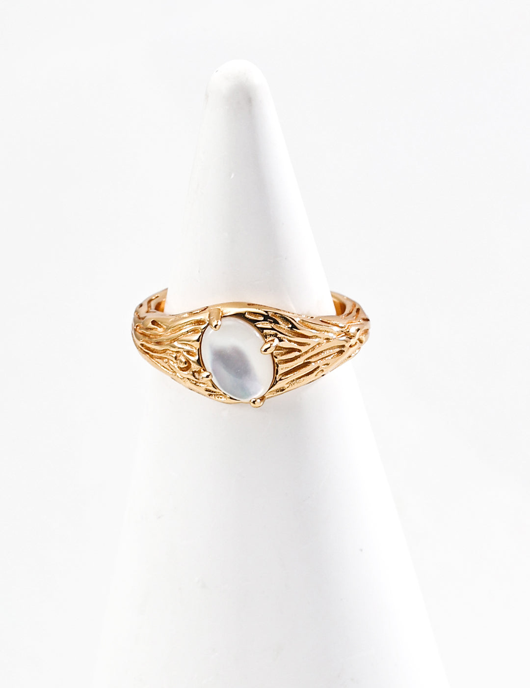 S925 silver stylish vintage mother-of-pearl ring