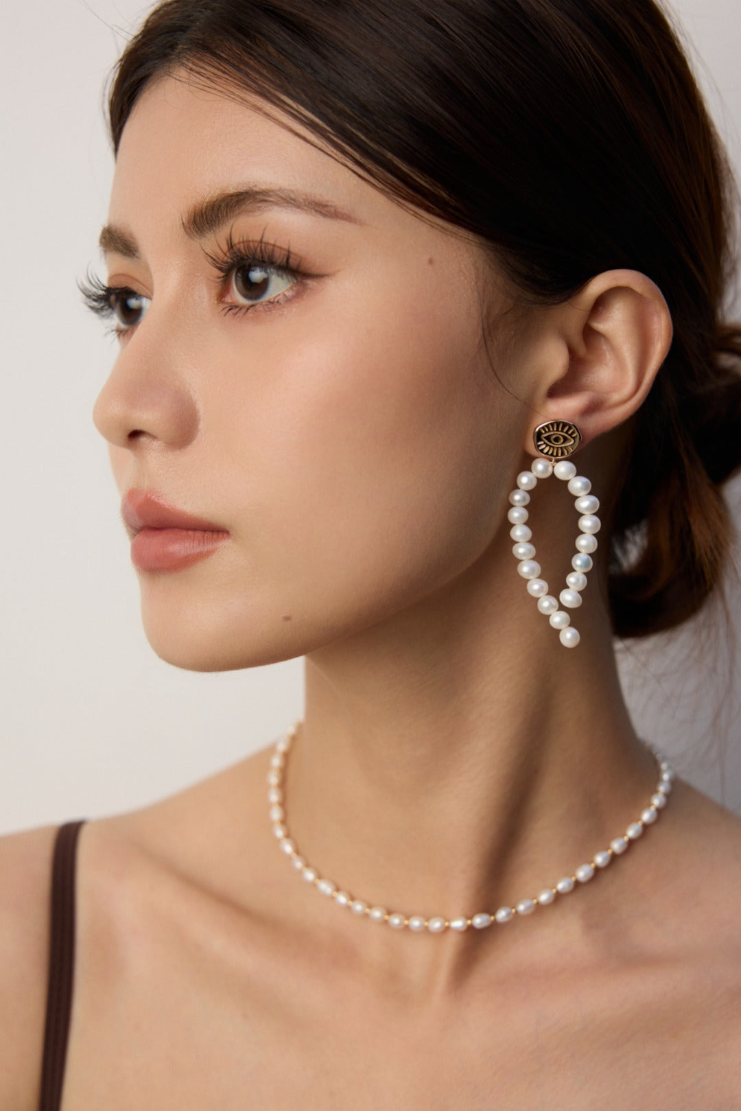 S925 Silver Vintage Gold-Plated Natural Pearl Earrings (A Pair)
