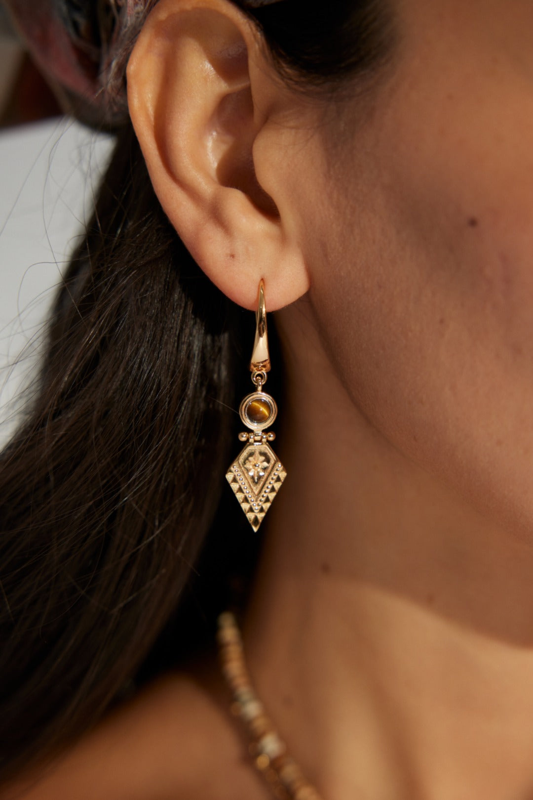 S925 Silver Vintage Tiger's Eye Earrings