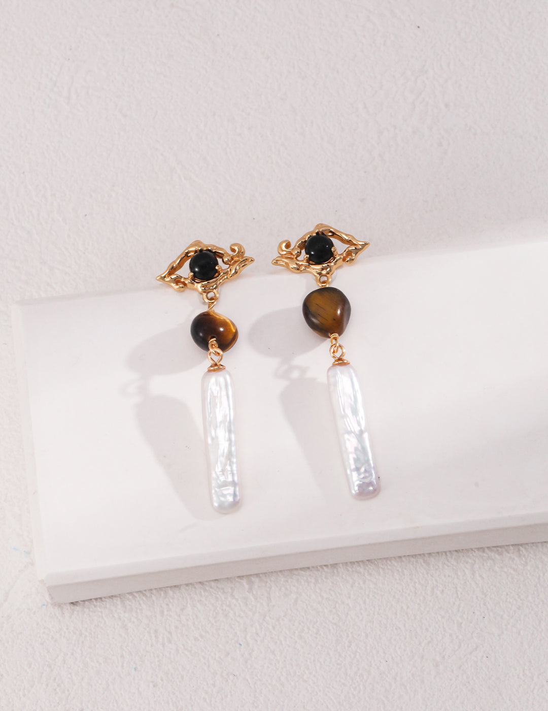 Pure silver tiger's eye temperament earrings