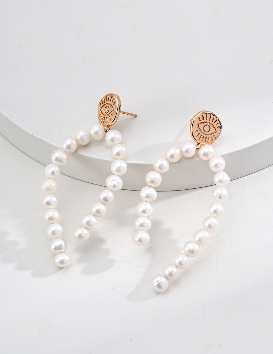 S925 Silver Vintage Gold-Plated Natural Pearl Earrings (A Pair)
