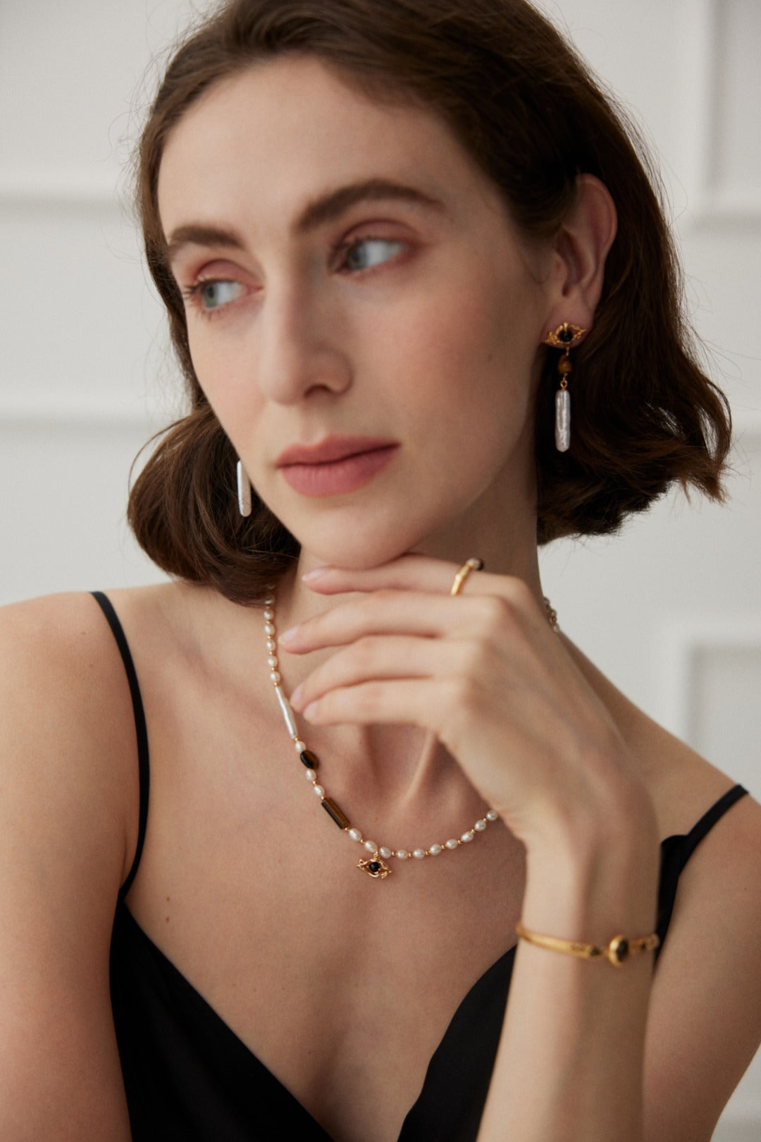 Pure silver tiger's eye temperament earrings