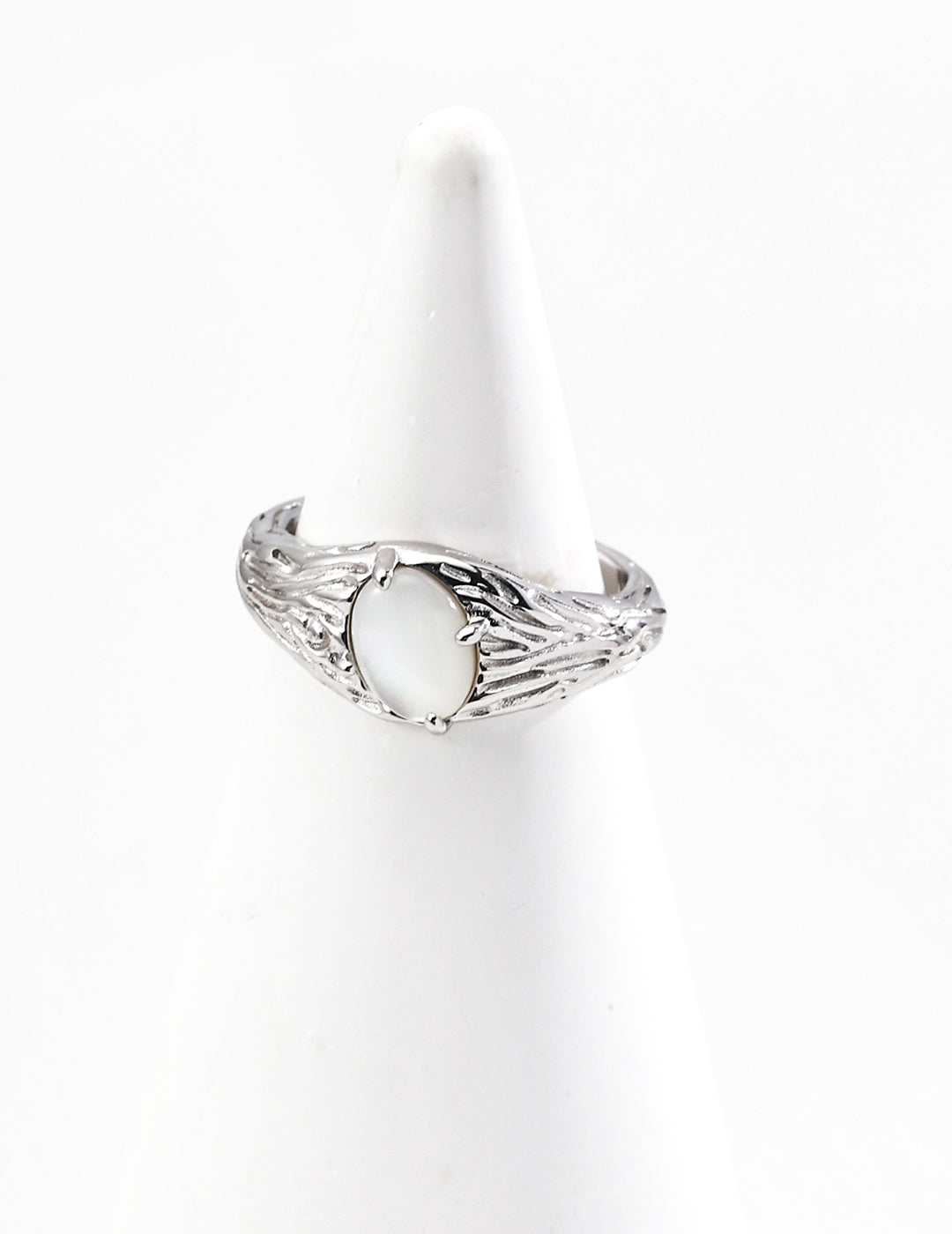 S925 silver stylish vintage mother-of-pearl ring