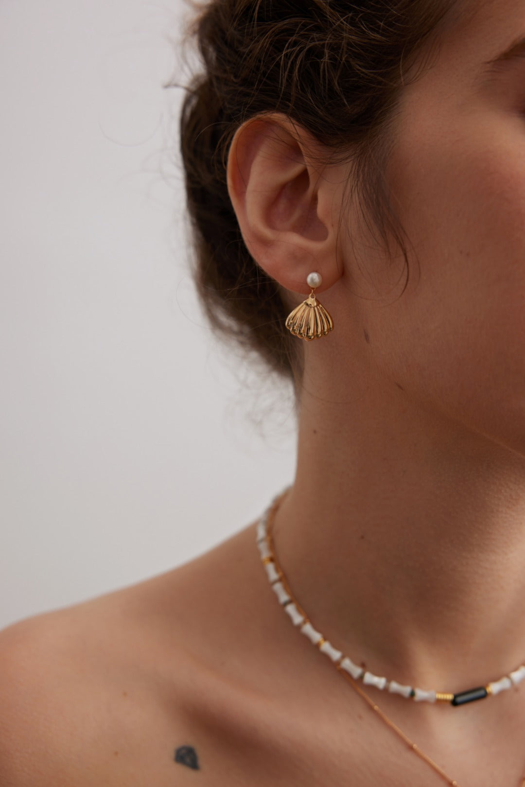 Sterling silver shell and pearl earrings