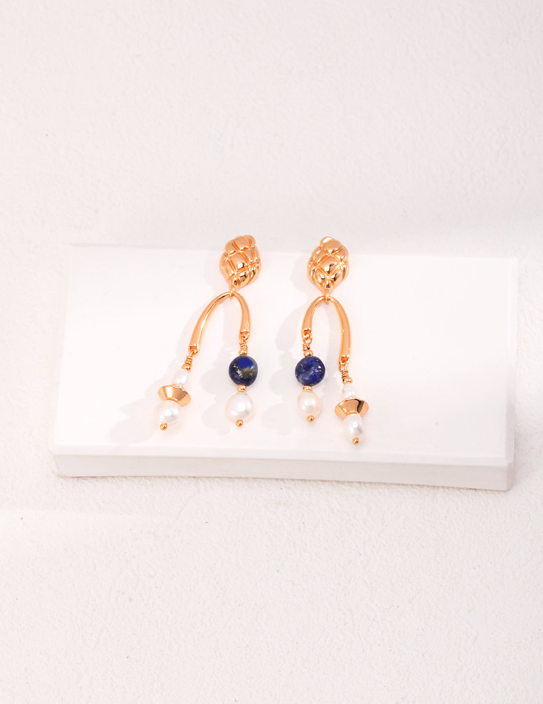 Pure silver lapis lazuli pearl earrings