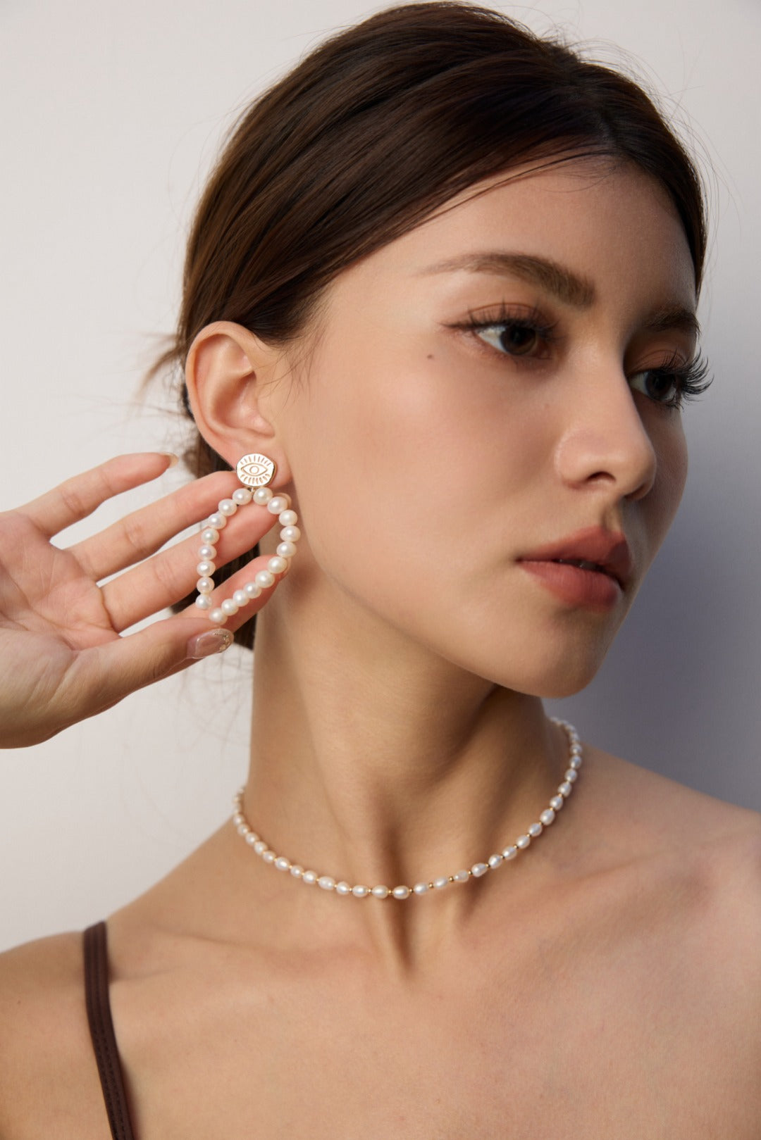 S925 Silver Vintage Gold-Plated Natural Pearl Earrings (A Pair)