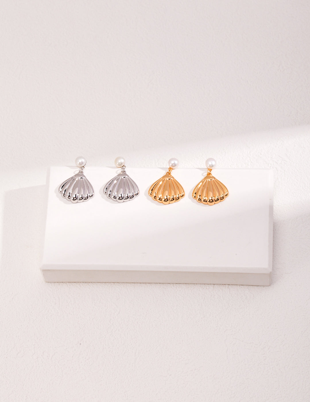 Sterling silver shell and pearl earrings