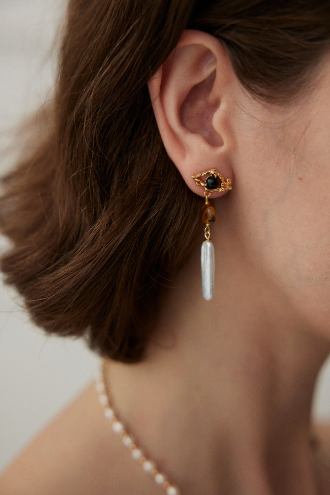 Pure silver tiger's eye temperament earrings