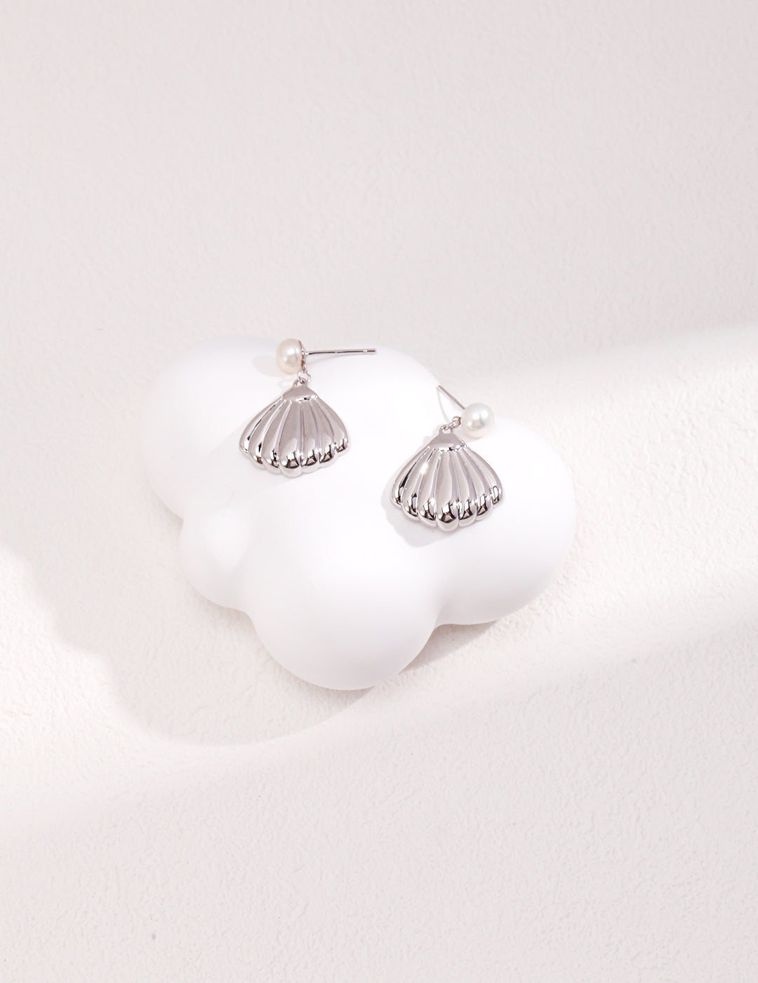 Sterling silver shell and pearl earrings