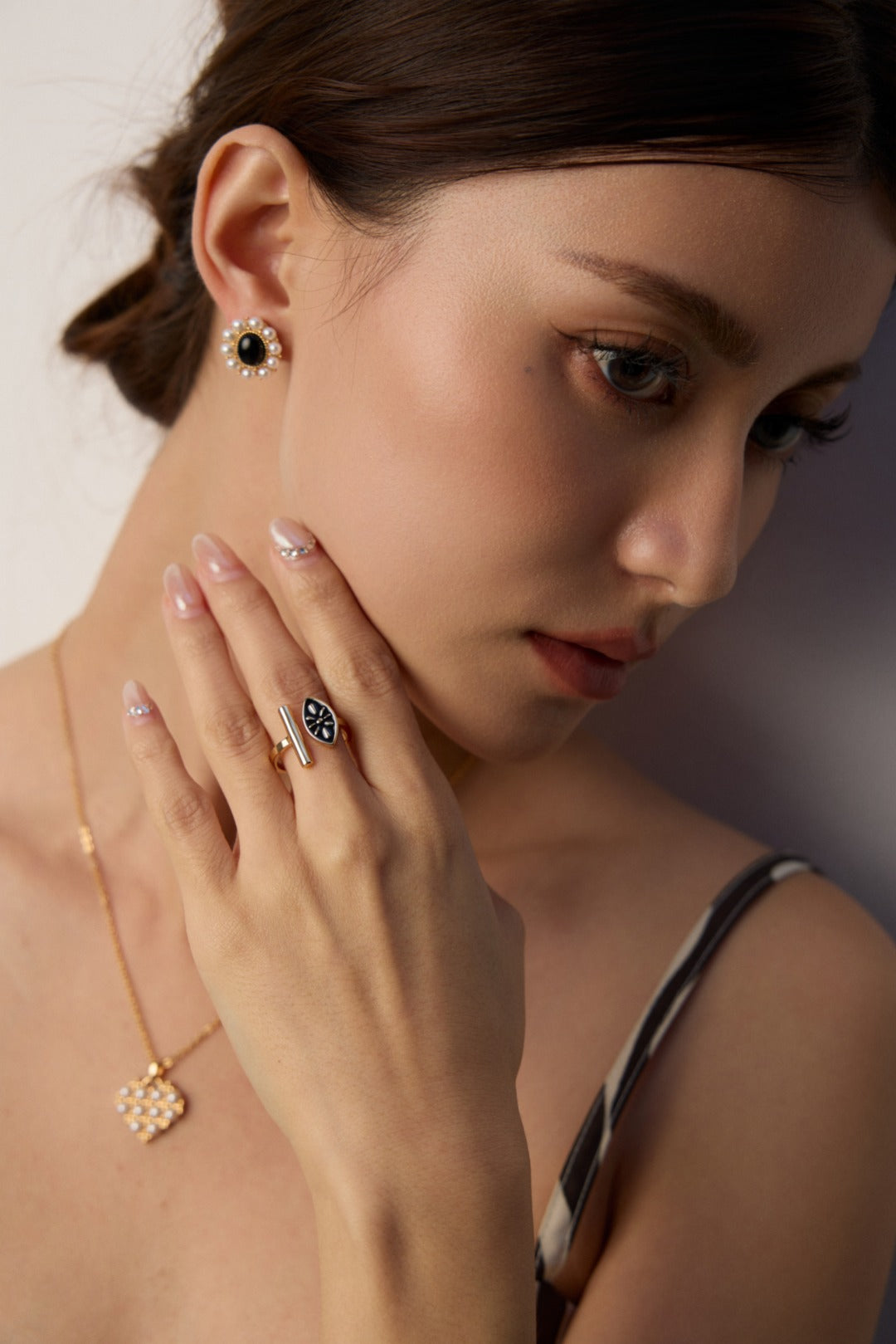 S925 silver ring with a sense of design and enamel dripping