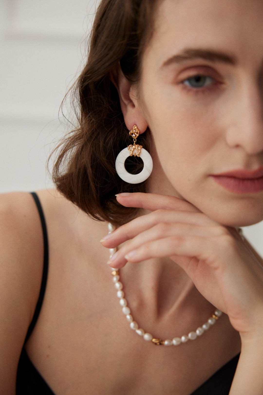 Sterling silver shell minimalist earrings