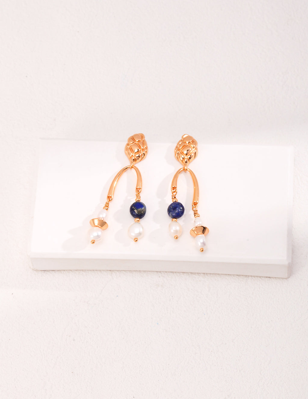 Pure silver lapis lazuli pearl earrings