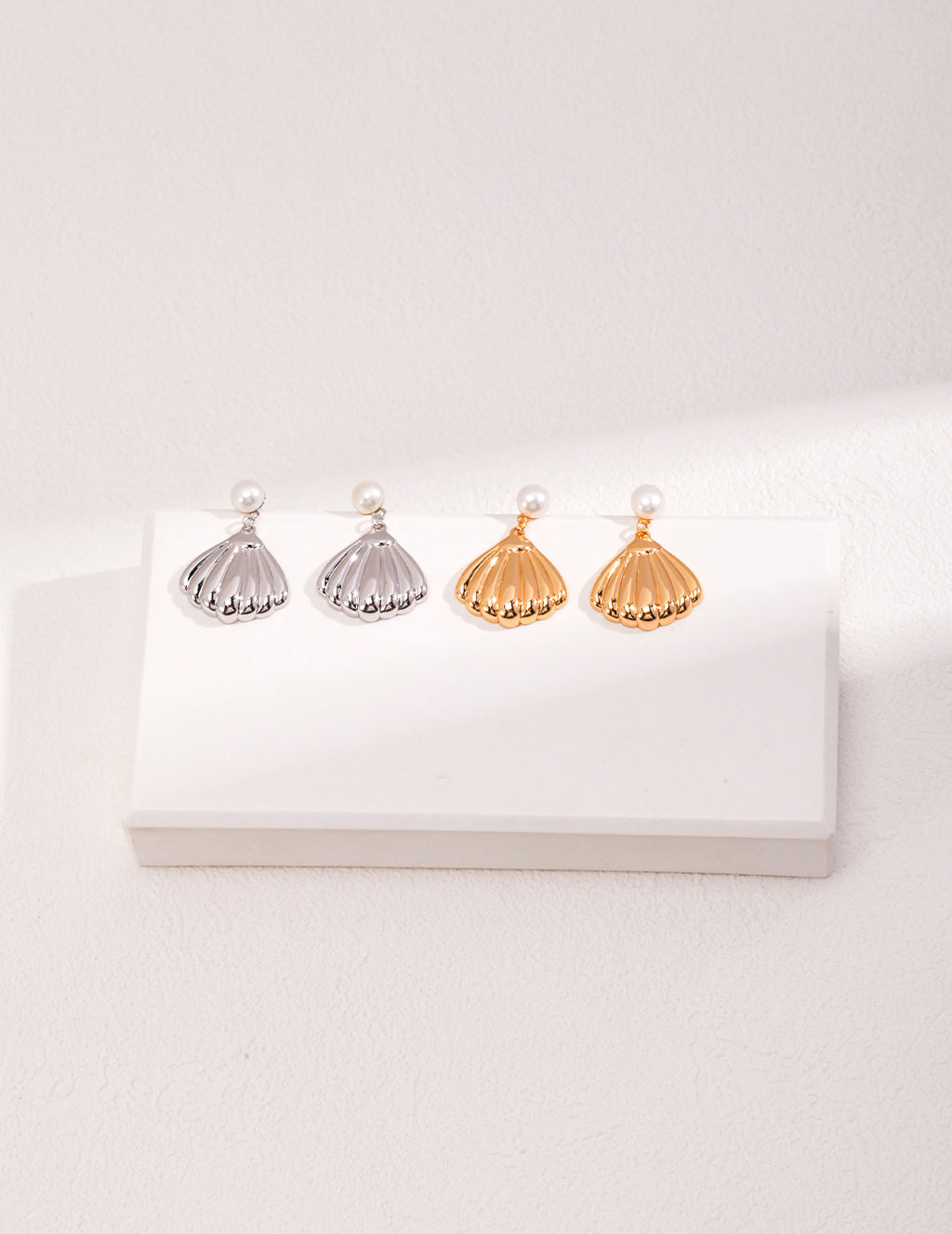 Sterling silver shell and pearl earrings