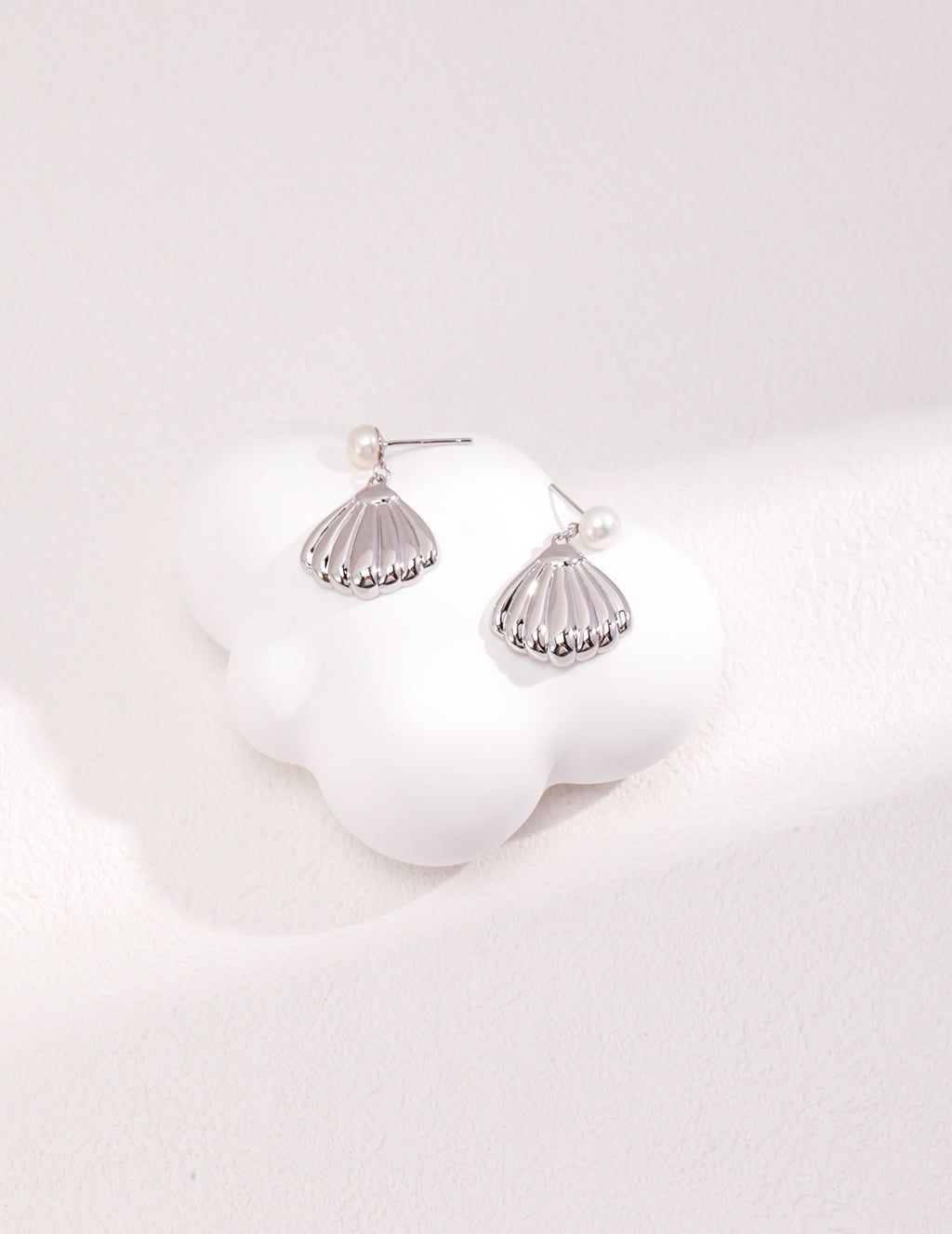Sterling silver shell and pearl earrings