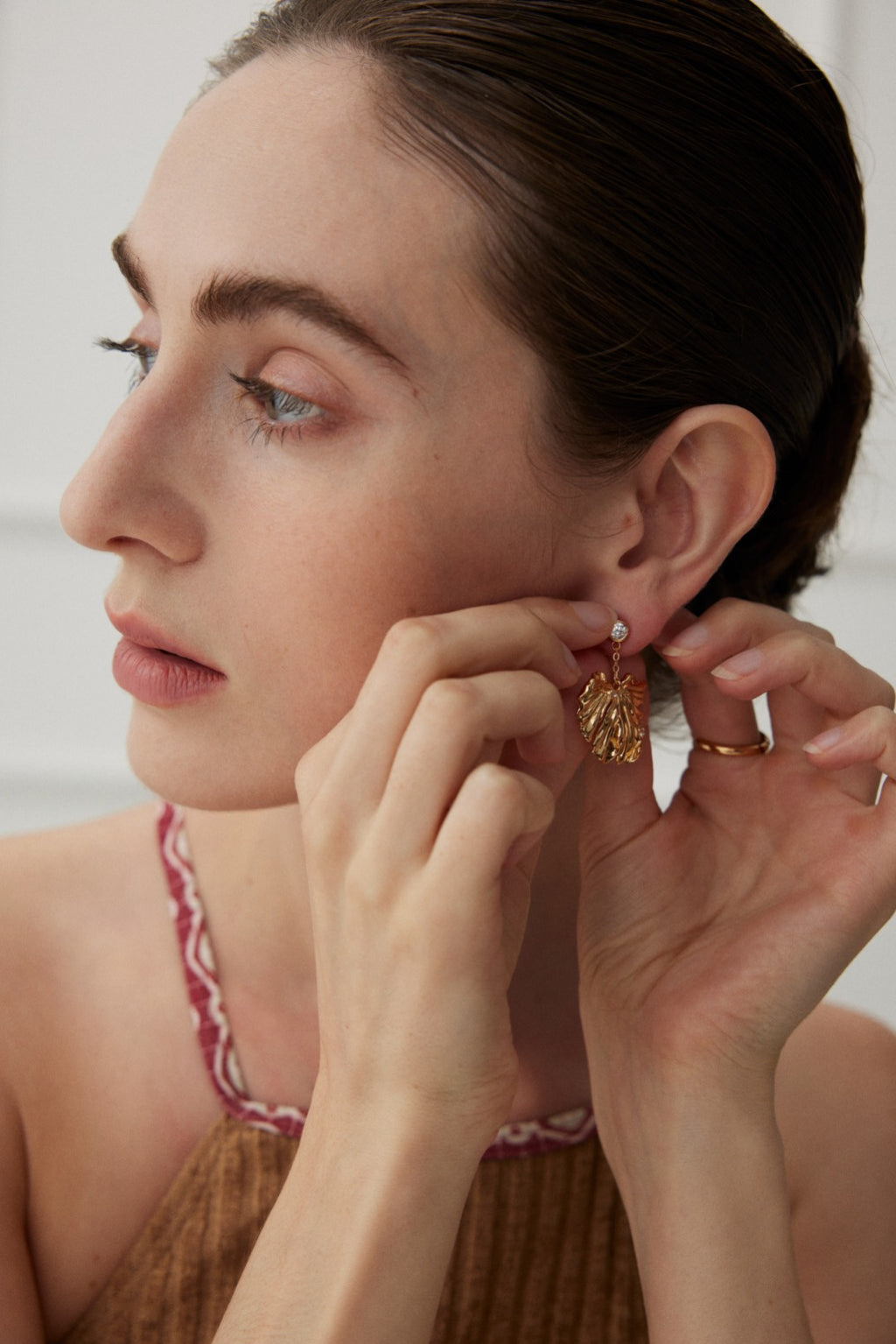 Pure silver zircon temperament earrings